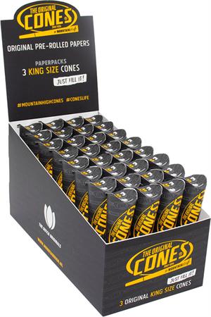 CONES Original King Size Cone Packs - Bleached - 109mm/Filter 30mm - 3pc pack - 32 packs per display Image