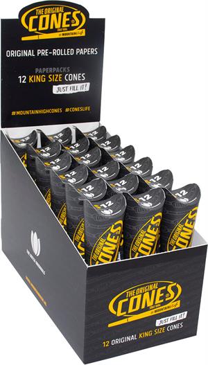 CONES Original King Size Cones 12pc Packs - Bleached - 109mm/Filter 30mm - 18 Packs per Display Image