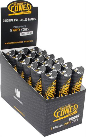 CONES Original Party Size Cones 5pc Packs - Bleached - 140mm/Filter 43mm - 18 Packs per Display Image