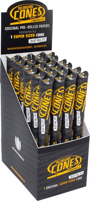 CONES Original Super Size Cones 1pc Packs - Bleached - 180mm/Filter 58mm - 24 Packs per Display Image