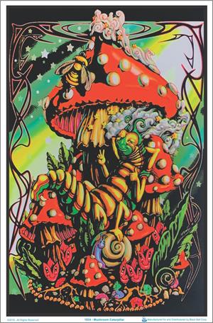 Mushroom Caterpillar Blacklight Poster Image