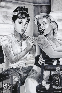 Audrey Hepburn, Marilyn Monroe Tattoo by: James Danger Harvey Poster - 24" x 36"