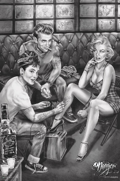 Audrey Hepburn, Marilyn Monroe, James Dean by: James Danger Harvey Poster - 24" x 36"