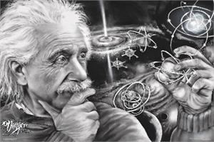 Albert Einstein Quazar by: James Danger Harvey Poster - 24" x 36"