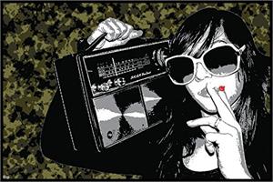 Steez "Boombox Smoking Girl" Poster - 36" X 24"