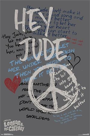 John Lennon And Paul McCartney - Hey Jude Poster - 22.375'' x 34''