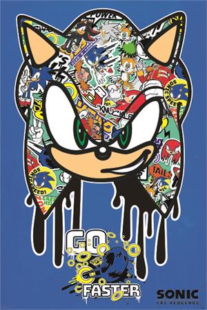 Sonic The Hedgehog- Go Faster - Graffiti Poster - 24" x 36"