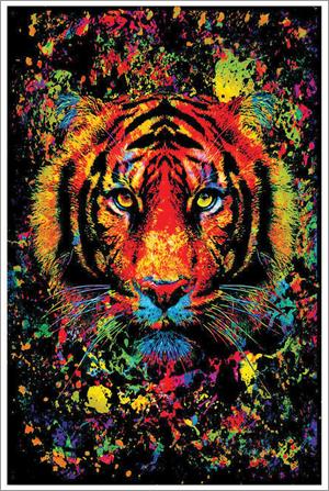 Tiger Splatter Non-Flocked Blacklight Poster Image