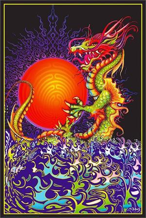Dragon Rising Non-Flocked Blacklight Poster Image