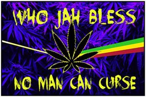 Jah Bless Non-Flocked Blacklight Poster Image