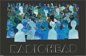 Blue Crowd Silhouettes - Music Poster Blue Crowd Silhouettes - Music Poster Image