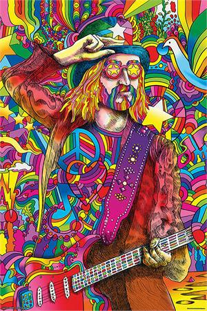 Hippie Guitar Player by Howie Green Poster Images