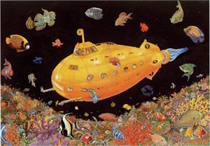 Yellow Submarine Black Light Poster - Tom Masse Image
