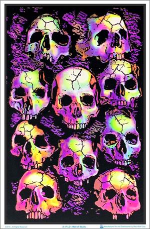 Wall of Skulls Blacklight Poster Image