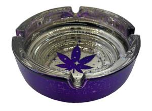 Metallic Purple Leaf Galaxy Glass Ashtray - 4.25" Diameter - 3 pack Metallic Purple Leaf Galaxy Glass Ashtray - 4.25" Diameter - 3 pack Image