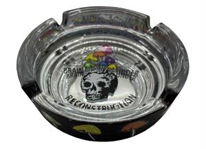 Black/Metallic Mushroom Brain Glass Ashtray - 4.25" Diameter - 3 pack Image