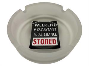 Frosted White Weekend Forecast Glass Ashtray - 4.25" Diameter - 3 pack Image