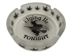 White Flying High Tonight Glass Ashtray - 4.25" Diameter Image