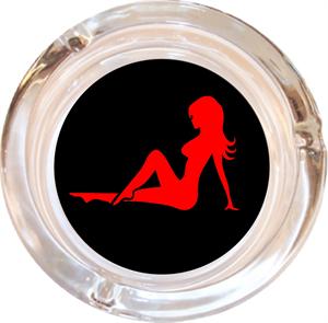 TRUCKER BABE/MUD FLAP GIRL ASHTRAY - 4" DIAMETER