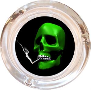 SMOKING SKULL - ASHTRAY - 4" DIAMETER
