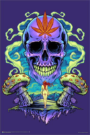 Purple Cannabis Skull by Flyland Designs Poster Image