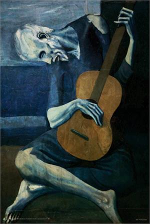 Old Guitarist by Pablo Picasso Poster Old Guitarist by Pablo Picasso Poster Image