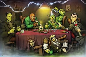 Monsters Playing Poker by Big Chris Poster Image