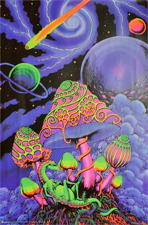 Cosmic Shroom by Space Tribe Non-Flocked Blacklight Poster Image