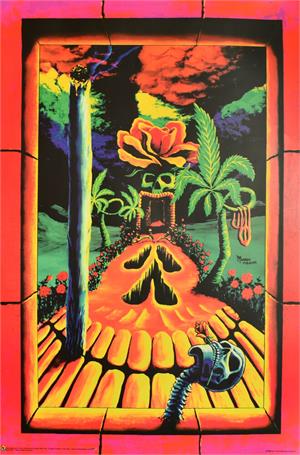 Skull Garden Illusions Non-Flocked Blacklight Poster Image