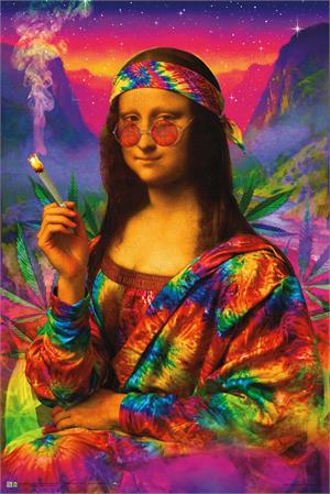 Mona Lisa Psychedelic Smoking - Non Flocked Blacklight Poster - 24x36 image