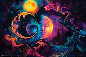 Ocean, Moon & Sun by Shawna Stewart Non Flocked Blacklight Poster - 24"x36" image