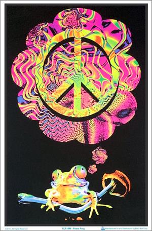 Mushroom Peace Frog Blacklight Poster Image
