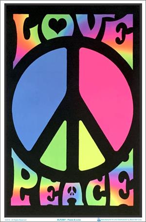 Peace & Love Retro Black Light Poster Image