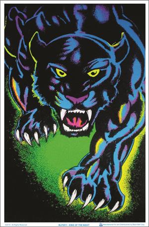 King of the Night Black Cat Blacklight Poster Image