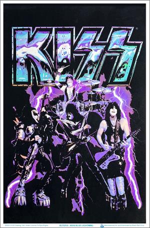 KISS Blue Lightening Blacklight Poster KISS Blue Lightening Blacklight Poster Image