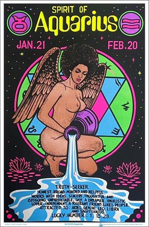 Aquarius Zodiac Sign Blacklight Poster Image