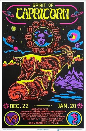 Capricorn Zodiac Sign Blacklight Poster Image