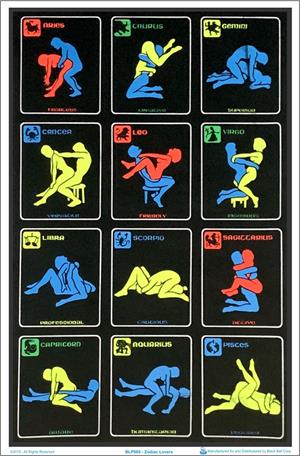 Zodiac Positions Black Light Poster Image