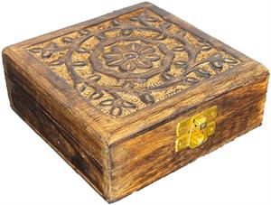 Mango Wood Engraved Square Box Image