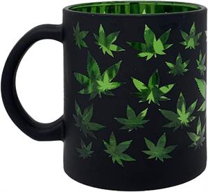 Black Frosted - Green Leaves 16oz Coffee Mug Image