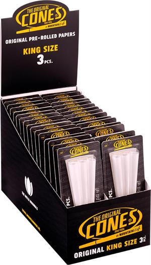 CONES King Size Cones 3pc Blister Packs - Bleached - 109mm/Filter 30mm - 32 Packs per Display Image