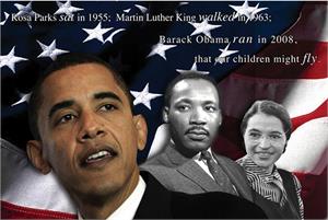 MARTIN LUTHER KING, ROSA PARKS & OBAMA POSTER - 36" X 24"
