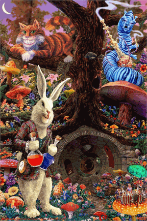 DOWN THE RABBIT HOLE POSTER - 36" X 24"