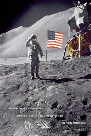AMERICAN MOON LANDING POSTER - 24" X 36"