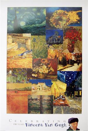VINCENT VAN GOGH ART COLLAGE POSTER - 24" X 36"