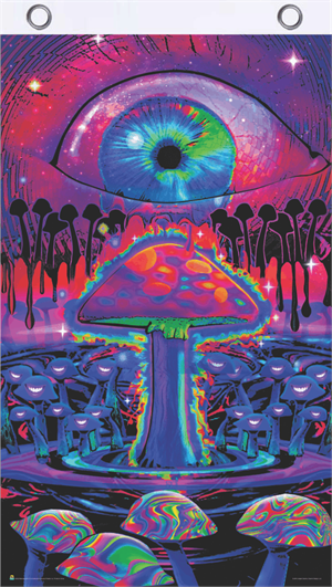 Mushrooms Blacklight Reactive Fly Flag Mushrooms Blacklight Reactive Fly Flag Image