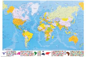 WORLD MAP POSTER - 36" X 24"