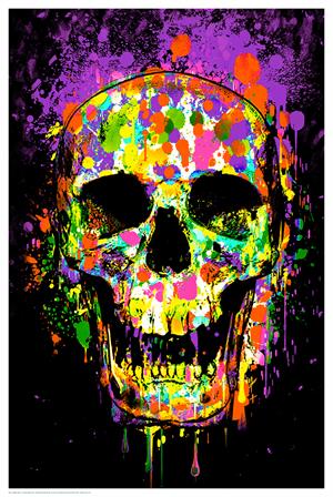 Splatter Skull - Non Flocked Blacklight Poster Image