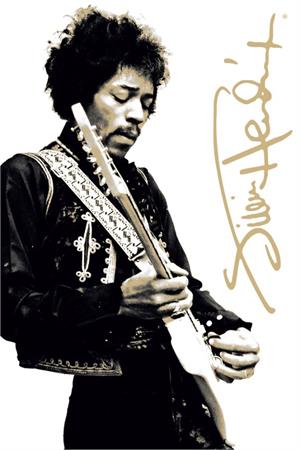 Jimi Hendrix B&W Poster Image