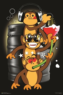 Funnel Monkeys Poster - 24" x 36"